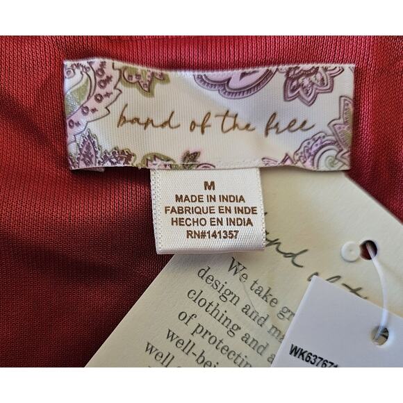 BAND OF THE FREE Women M Josette Dress Aurora Red Puff Sleeve Mini Flared Lined - Picture 4 of 10